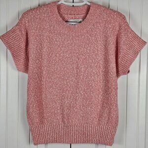Loft Womens Pink Short Sleeve Sweater | Size Medium